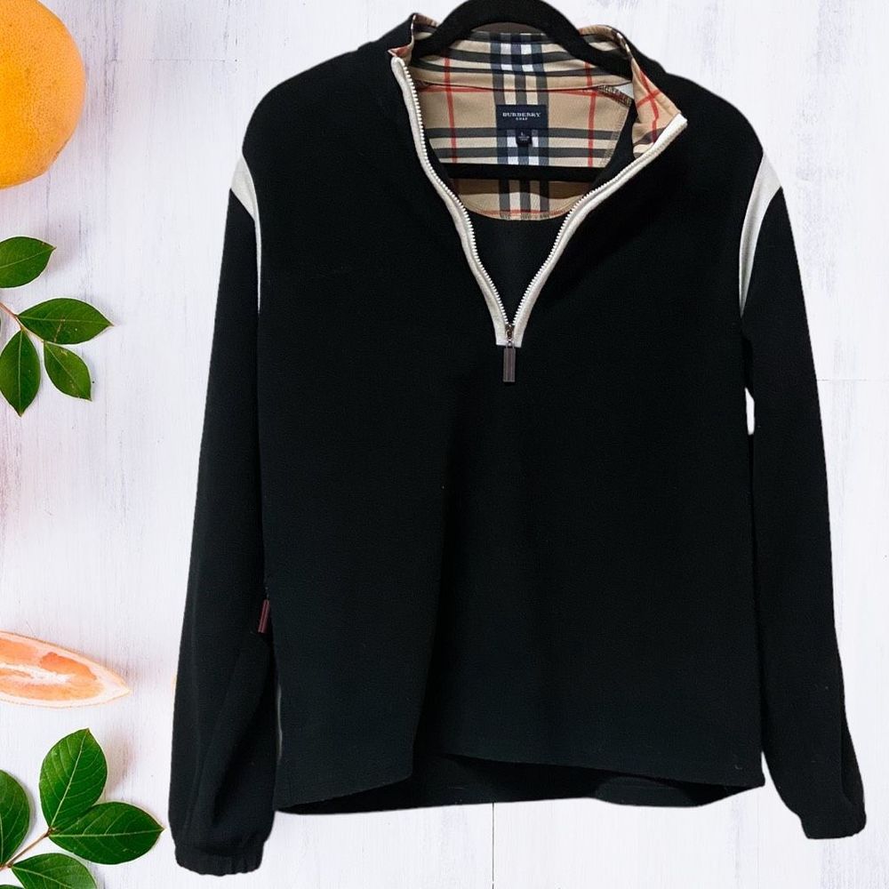 Burberry Black Fleece Half Zip Admiral Gold Pullover